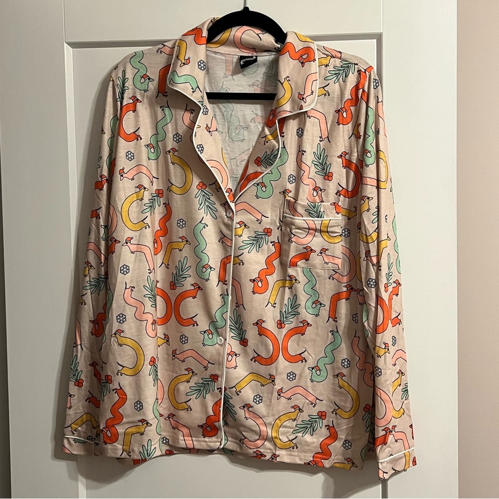 NWT Dachshund Christmas Pajama Top
